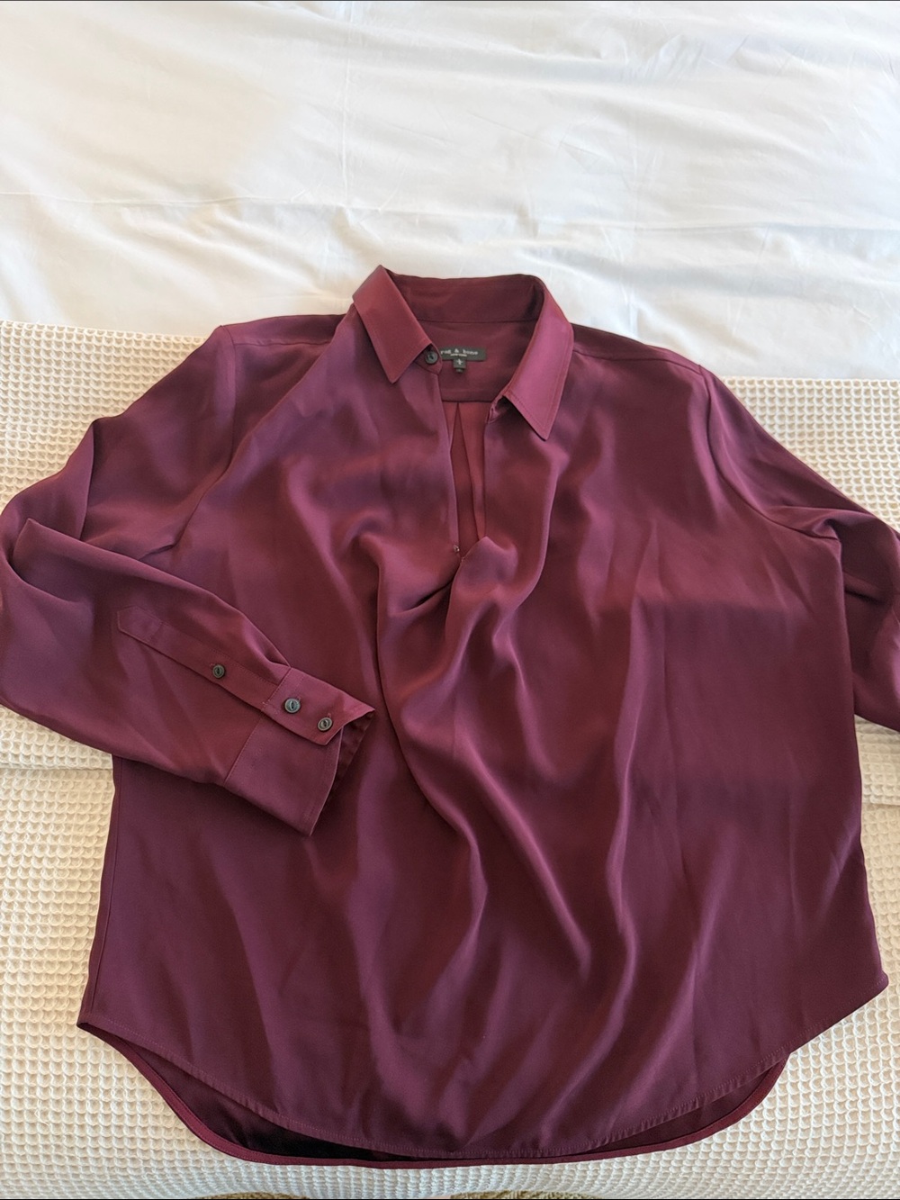 rag & bone Burgundy Satin-Look Men's Button-Down Shirt